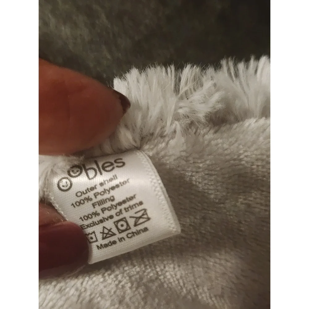 Bubbles Elephant Security Blanket Lovey Gray Rosebud Faux Fur Satin Back RN14333